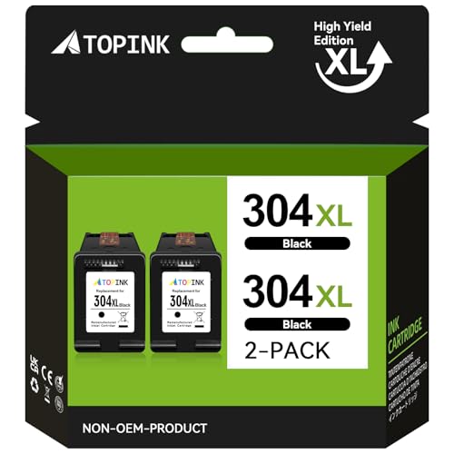 ATOPINK 304XL - Cartucho de tinta negra de alto rendimiento remanufacturado para HP 304, tinta 304XL para HP DeskJet 2600 2630 2620 3720 2633 2622 2632 2634 3760 Envy 5020 5010 5030 5032 5055 (paquete